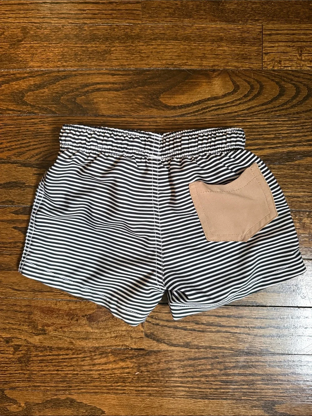 Knuckle Heads Boy’s Striped Black & White Drawstring Swim Shorts Size 3T